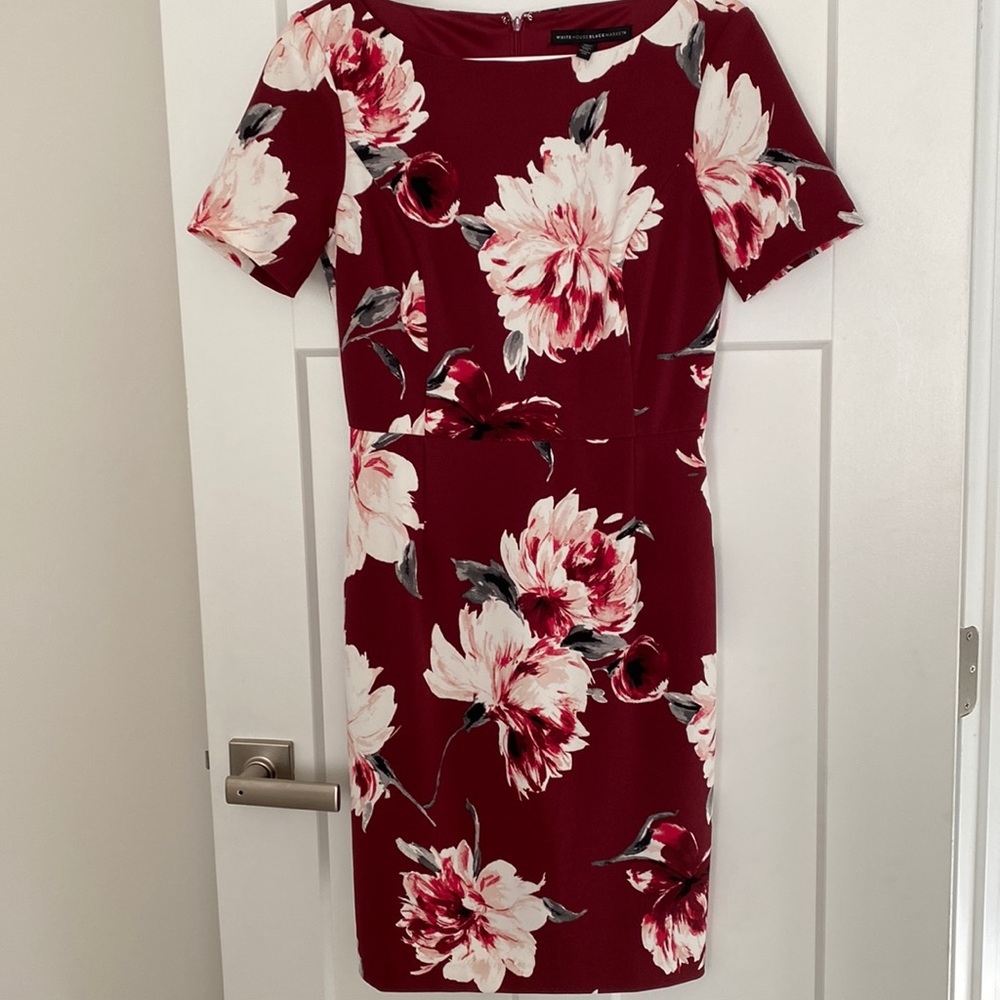 WHBM Maroon Floral Fall Dress